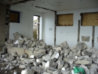 Demolition work on the old toilet block.